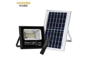 WOOJONG 2026 Hot Sell IP65 Outdoor Using Waterproof Solar Flood Light 150 Solar Led Floodlights for Garden