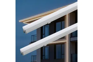 Straight Thin Linear Aluminum Rectangular Facade Contour Gray/Customizable Diffuser Cover IP67 Waterproof DC24V Led Light