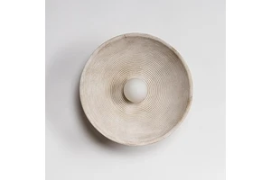Retro White Resin Echoed Grooves Handcrafted Dome Circles Concentric Ceiling Wall Light Annual Ring Wall Lamp