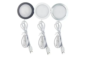USB 3Watts SMD2835 LED Cabinet Light Cool Warm Neutral White Ceiling Spot Lamp with Switch 5V Cable Plastic Body Surface Mounted