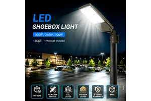 300W Commercial LED Area Lighting Dusk Mounted 300 Watts Led Shoebox Street Light Lamp For Parking Lot Aluminum Body IP65 Power