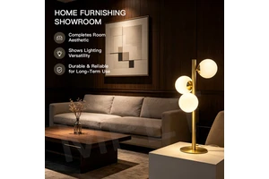 3-Globe Post Modern Table Lamp Golden Stem Frosted Bulb Accent Light For Entryway Console And Office Desk
