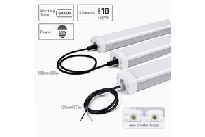 Supermarket Warehouse 40W 60W Triproof LED Batten Light 600mm 1200mm 1500mm Linkable Garage Waterproof Emergency LED Tri Proof