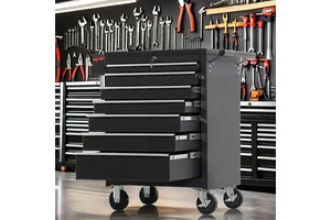Heavy Duty 7 Drawers Metal Tool Cabinet with 85pcs Tool Set, Portable Movable Garage Mechanic Chest