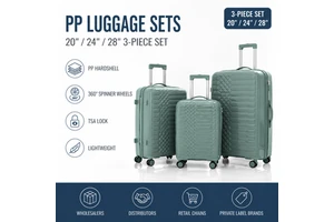 Trunk Luggage Polypropylene Hardshell Grey Travel Set Ribbed Shell Bsci Audit Manufacturer Carry Handle