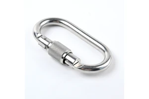 Factory Custom Heavy Duty Forged Steel Chromed Screw Locking Carabiner Hook For Safety Harnesses