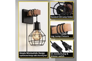 American country retro industrial style cage wall lamp bedroom bedside kitchen with plug switch corridor and passageway