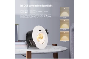 TRI CCT 5W COB LED Downlight Low Profile IP44 Adjustable Insulation Ceiling Recessed Spotlight
