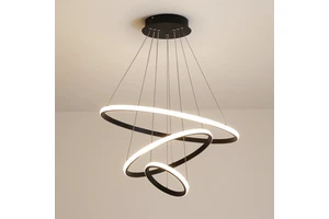 Home Decor Modern Lamp Living Room Hotel Circle Hanging Pendant Light Design 3 Ring Acrylic Gold Luxury Round Led Chandelier