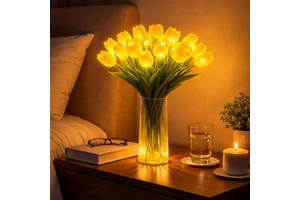 Smart Home Decor ModernTulip Decorative Table Lamp with Mixed Color Arrangement, Artificial Flowers, Display Piece & Photo Prop