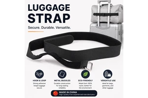 Wholesale 100% Nylon Eco-Friendly Hook and Loop Luggage Strap with Metal Buckles Double Sided Adhesive Hook and Loop