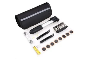 RTS Portable Mini Utility Tool Set with Inflator Tire Repair Wrench for Universal Bikes Metal & Rubber Construction Outdoor Use