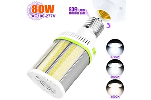 Horizontal Mount 48W-120W LED Corn Light Bulb Shoebox Retrofit Lamp E39 E26/E27 MH HPS HID Replacement DLC ETL Listed 5-Year