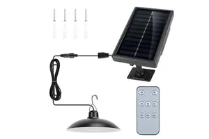 Dimmable Timing Dusk Dawn Sensor Solar Shed Pendant Lamp IP65 Waterproof Remote Control Hanging Light for Garden Patio