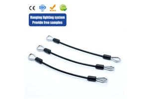 Factory Direct Supply Wire Assembly Black Cable Hanging Wire PU/PVC Coated Stainless Steel Wire Rope with Thimbles