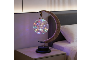 LED Fairy Lights Moon Shaped Stand With Hanging Globe Lamp Night Light For Table Bedroom Room Office Home Decoration
