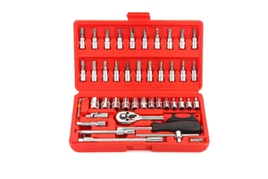 46pcs Hand Tool Combination Set Car Repairing Tool Box Kit Ratchet Wrench Socket Set