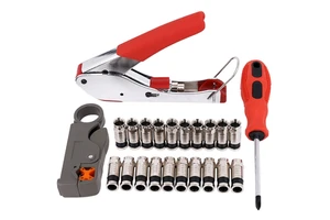 COMPRESSION TOOL RCA RG6 RG59 F CONNECTOR SCREW DRIVER FITTING CABLE COAX COAXIAL CRIMPER KIT