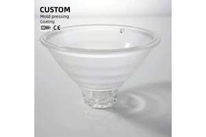 China Factory Molded Pressed Borosilicate Glass Reflective Cups with Coating for Street Lighting