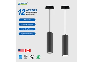 ETL Listed Black/White Round Square Decorative Hanging Surface Mount Cylinder Led Chandeliers & Pendant Lights Fixture for Home