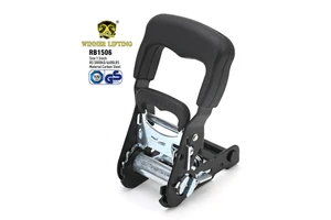 Custom 1.5 Inch 3000KGS Ratchet Tie Down Buckle Black Metal Buckle With Rubber Handle
