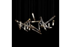 Luxury Hotel Lobby and Restaurant Murano Glass Rod Chandeliers Horizontal Bubble Pendant Lightings Art Decor