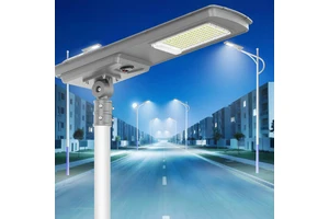 Solar Powered Strong Light Street Lamp for Outdoor Courtyard Lighting with Remote Light Time Control