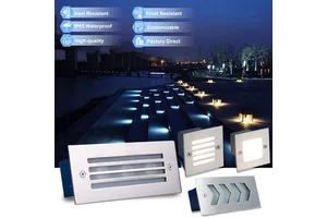 LED Outdoor Step Lamps Recessed Wall Corner Lamp Warm White 3000K Low Voltage 12V IP65 Waterproof Aluminum Underground Lights