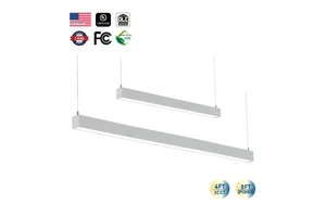 AC120-347V UL/DLC 3CCT 4FT 8FT Suspended Strip Tube Light Linkable Lamp Pendant Led Batten Linear Light For Schools Supermarkets