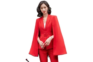 Wholesaler Dropship High-street Fashion 2-piece Cape Sleeve Set for Women Office-lady