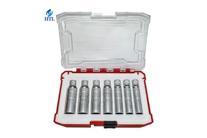 HTL 7 Pcs 12pt Magnetic Thin Wall Spark Plug Socket Universal Joint 3/8-Inch Drive Swivel Socket Removal Tool Set