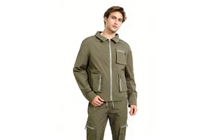 Custom Trend Casual 2 Piece Set Training Wear Jogger Long-Sleeved Slim-Fit Sports Men's Cargo Shirts Suit