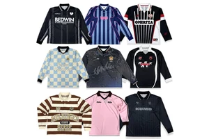 Custom Shirts Soccer Jersey Oversize Retro Vintage Polyester Embroidery Sublimation Print Club Long Sleeve Football T Shirts