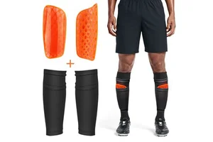 Breathable Football Training Calf Compression Sleeve Shin Guard Socks Set With Shin Protect Pad