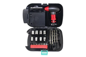 Carbon Steel Flashlight Repair Tool Kit with Electric Drill Hard Case-Portable ABS Material Outdoor Hand Tool Set with Lighting
