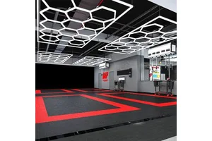 Hexagonal LED Garage Light Honeycomb Workshop Ceiling Lighting Hexagon Lamp Modular Connectable System