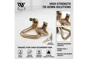 Double Row Hook Corrosion Resistant Steel Buckle Ideal for Motorcycle ATV Trailer Cargo Tie Down Secure