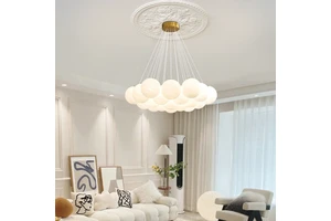 Nordic Modern Cream Style Living Room Lamp Creative Bubble Ball Girl's Room Bedroom Home Decoration Glass Moon LIGHTOPS