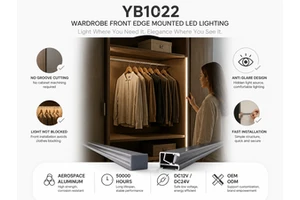 Front Edge Mounted Wardrobe Light LED Closet Lighting No Groove Installation Cabinet Side Panel Lamp for Furniture YB1022-0