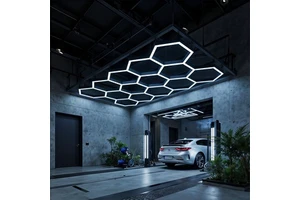 KCX Hexagonal LED Honeycomb Light Fixture Bright Workshop Garage Lighting 6500K Ceiling LED for Workshop & Barbershop