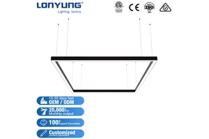 High Brightness Commercial ETL CE 1200mm 2400mm 60w 120w Hanging Rectangular Lamp Project Office Black LED Linear Pendant Light