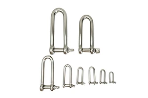 Marine Grade SS304 SS316 Long D Shackle Heavy Duty Extended D Shackle with Screw Pin for Boat Rigging