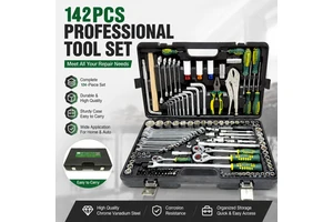 142 +2 Pcs Car Repair Hand Tool Kit CR-V Socket Ratchet Wrench Screwdriver Pliers Combination Tool Set With Portable Hard Case