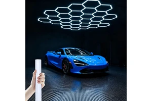 680W Cold White LED Honeycomb Light IP55 Portable AC Powered Automotive Detail Garage Roof Light 220V 2.4-4.8m/8-16ft Hexagonal