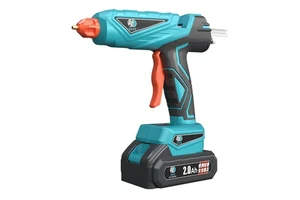 HJ073 Professional DC 21V Cordless DIY Hot Melt Glue Gun with Digital Temperature Adjustment Lithium Battery & Rubber-Coated