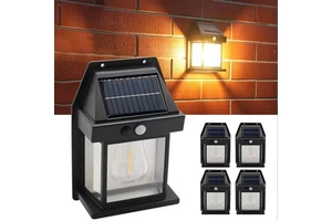 Outdoor Modern House Shape LED Solar Induction Wall Bracket Lamp 3 Modes Square Design for Garden Interior Decoration Wall Light