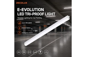 LED Vapor Tight Light Fixture IP65 Full PC Housing with Sensor Emergency CCT Switchable 5-Year Warranty for Parking Garage