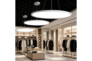 Modern LED Linear Hanging Lamp Ceiling Lighting Black Circle Chandelier Ring Pendant White Metal Shade Durable Mall Use 5-Year