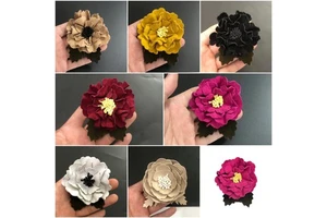 High-End 6.8cm Flower Sheep Velvet Leather Corsage Head Clip High Quality Double-Use Chest Pin Buckle for Clothing Accessories
