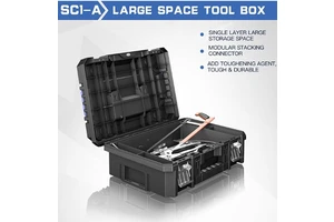 AIRAJ Heavy-Duty Plastic Waterproof Stackable Wheels Portable Workshop Tool Cart With Toolbox And Keyed Entry Lock